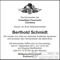 Bild: 1 - Wir trauern um unseren Kameraden Berthold Schmidt